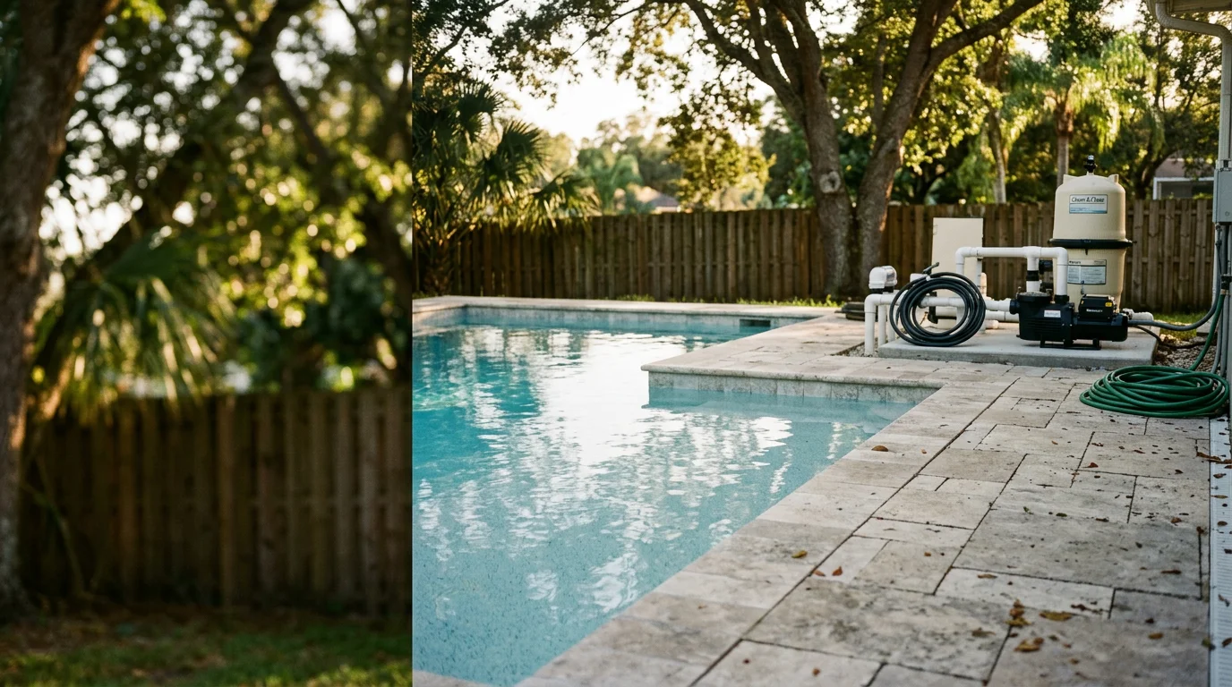Pool resurfacing work showing new plaster application